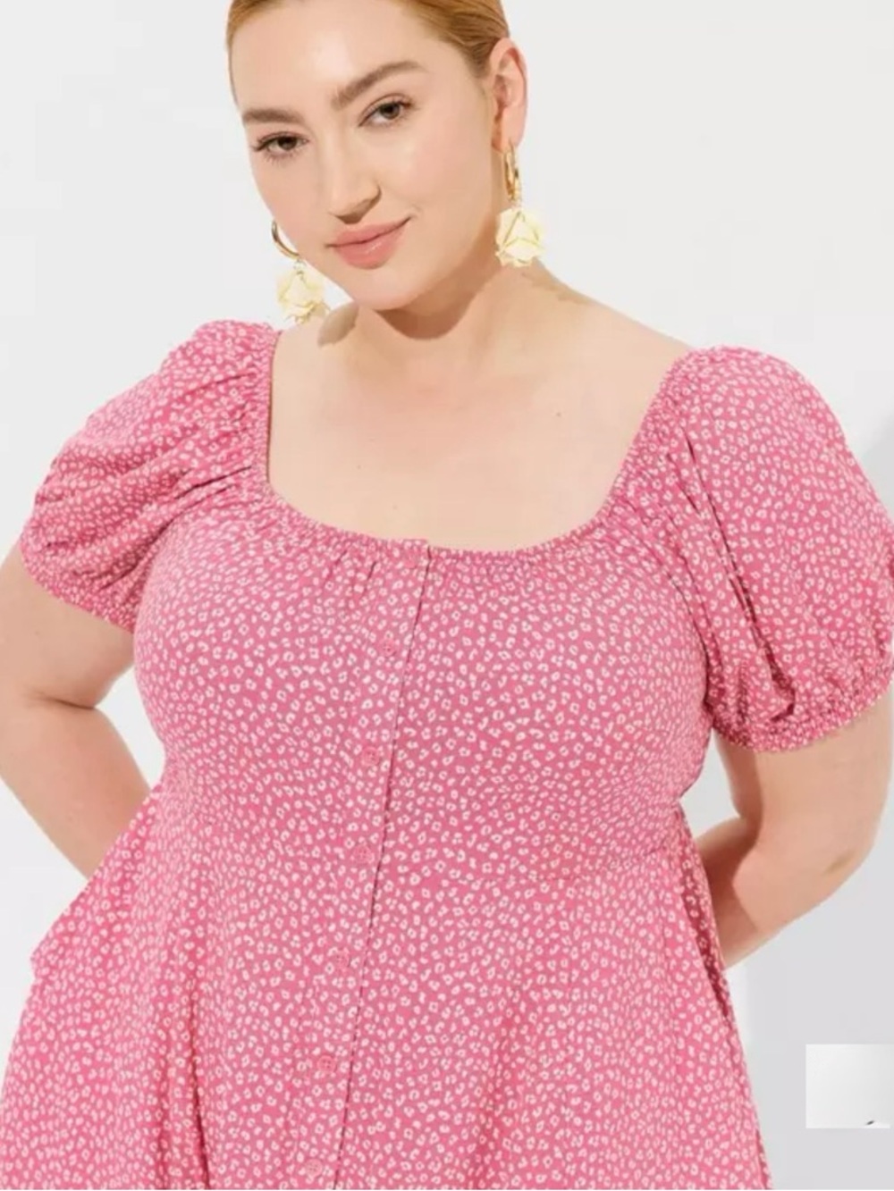 Torrid Pink Button Front Skater Mini Dress Size 1X(14-16) - Picture 3 of 10